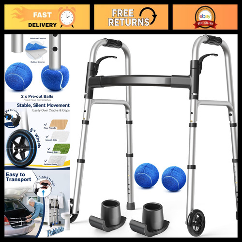 Folding walker with wheels - folding,