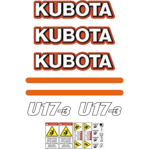 Kubota u17 decals stickers - u17,