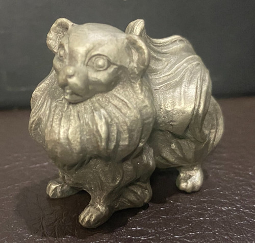 Solid pewter silver pomeranian - solid,