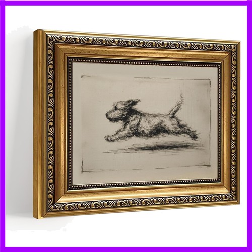 Vintage terrier dog canvas - terrier, art