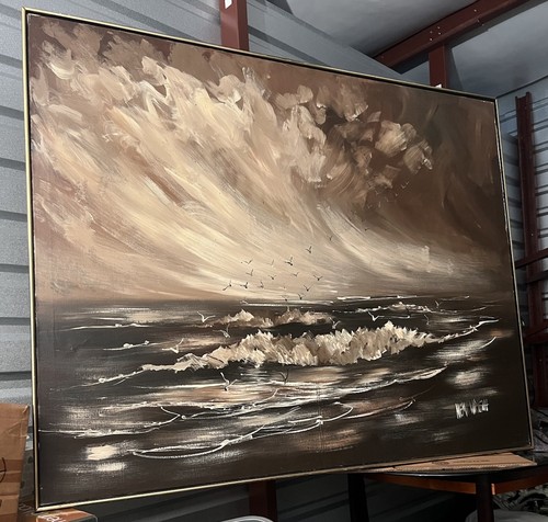 Large signed oil painting - painting, on