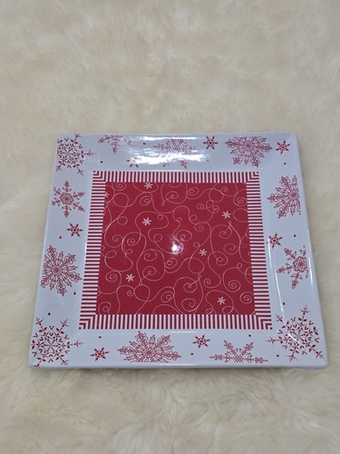 Red white snowflake ceramic - &,