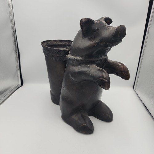 Vintage cast iron pig statue - vintage,