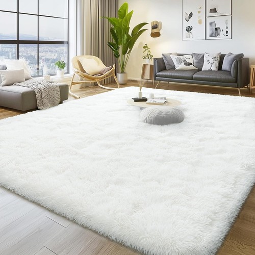Fluffy area rug 8x10 white - fluffy,