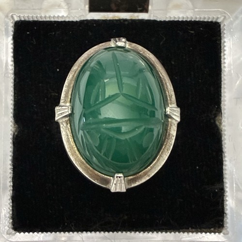 Vintage green oval scarab - green,