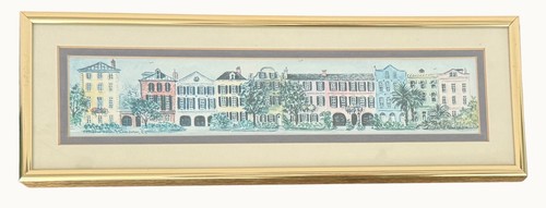 Charleston rainbow row framed - charleston,