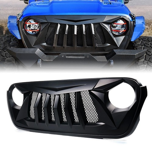 Matte black front grille - black, grid