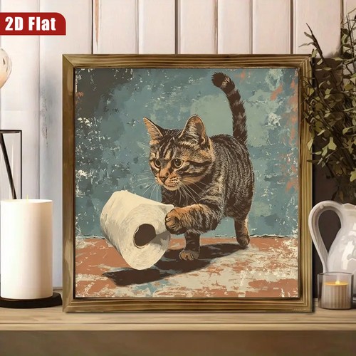 Fun wooden sign - sign, cat