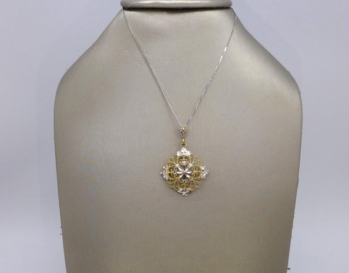 Diamond cut filigree pendant - diamond,