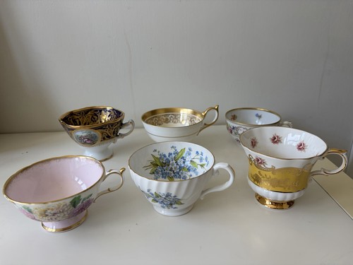 Lot vtg floral bone - 6,
