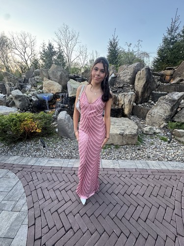 Long pink sequin prom dress - long,