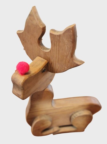 Vintage wooden reindeer - wooden,