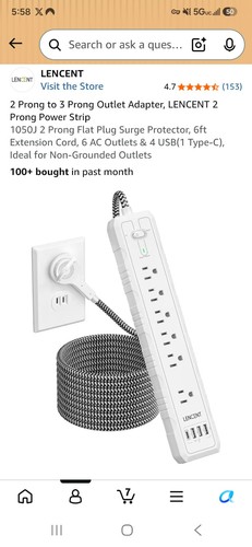 Lencent prong power strip 3 - power, strip,