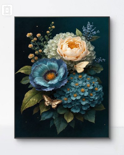 Large dark blue floral - large,