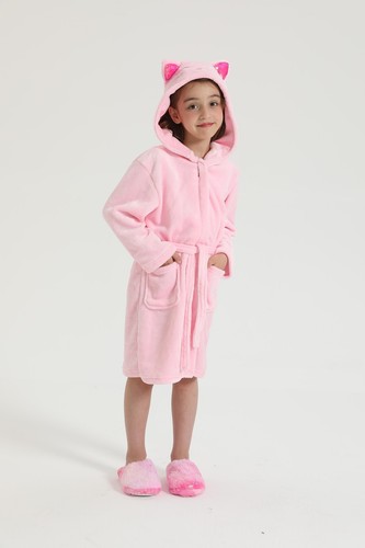 Girls cartton fleece bathrobe - girls,