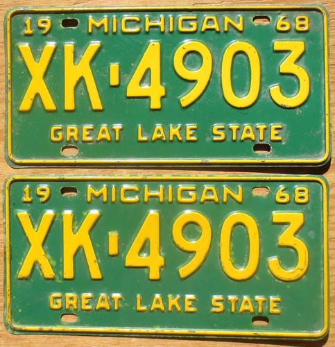 1968 michigan license plate - michigan,