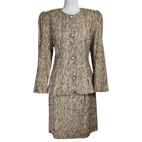 Vintage silk tweed skirt suit - silk,