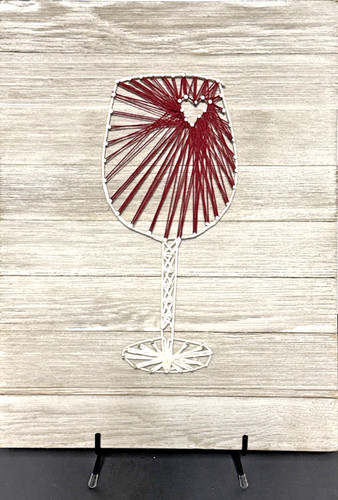 Farmhouse red wine glass heart - red,
