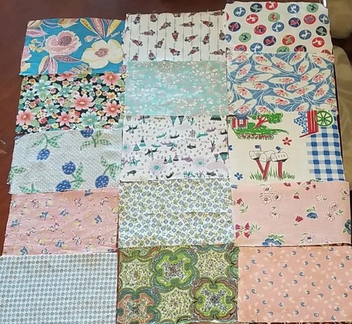 Antique feedsack samples - antique, 15