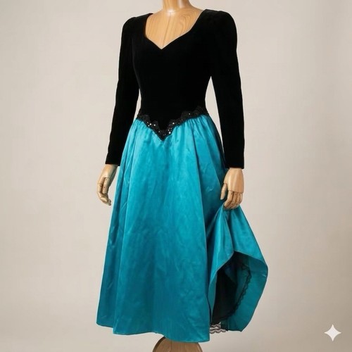 Vtg 80s vneck prom - prom, dress