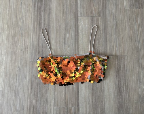 Zara crop top orange sequin - zara,