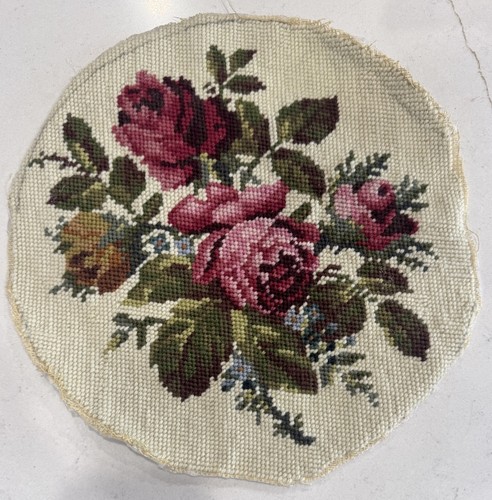 Needlepoint round stool chair - round,