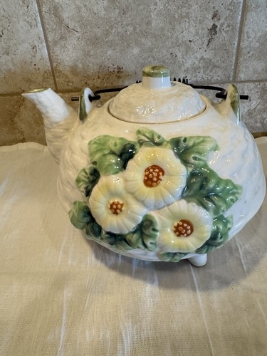 Vintage ceramic floral teapot - vintage,
