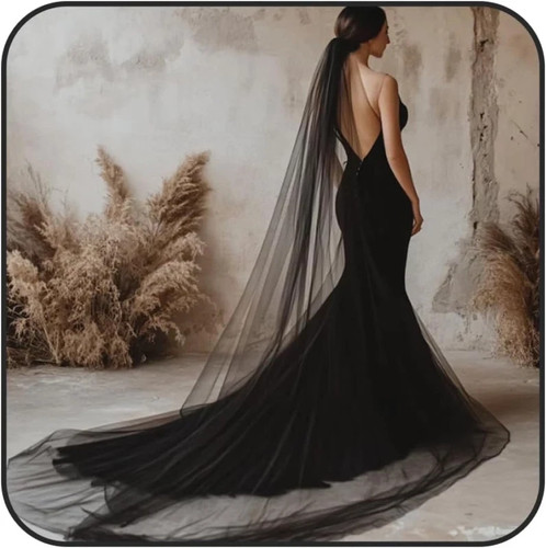 Cathedral length black wedding - cathedral,