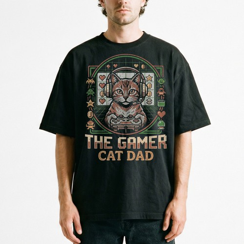 The gamer cat dad shirt - cat, t-shirt