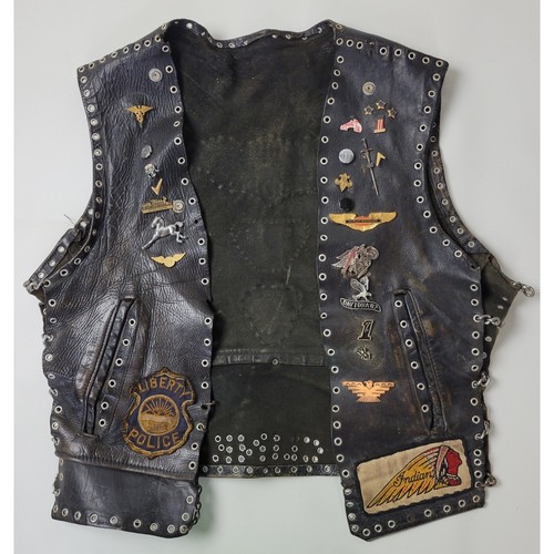 Vintage leather biker vest - vintage,