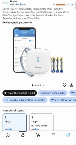 Govee thermo hygrometer - wi-fi, thermo-hygrometer