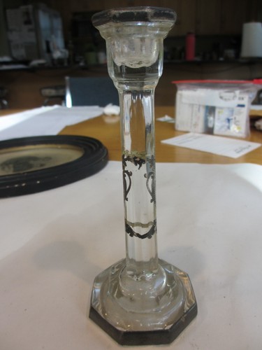 Vintage glass candle holder - holder, w/