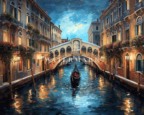 Venice canal oil painting - venice,