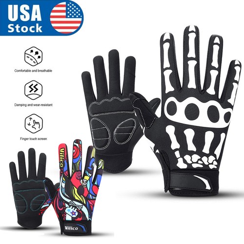 Biker skeleton bone gloves - skeleton,