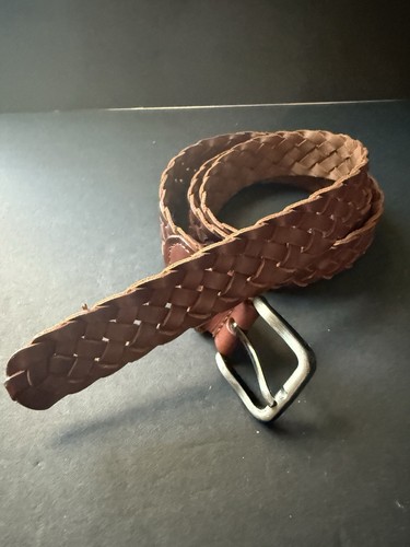 Woven leather belt unisex - woven,