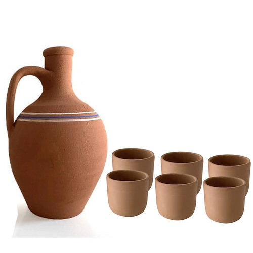 Handmade clay water pitcher - clay,