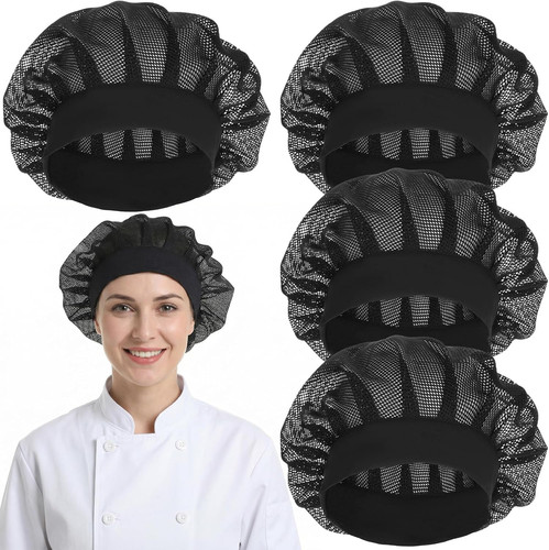 4pcs mesh chef cap black - 4pcs, cap,