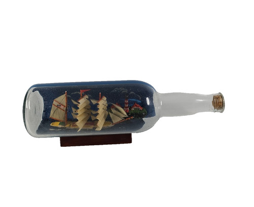 Vtg ship bottle wood - in, w/