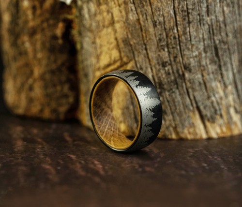 Whiskey barrel ring - ring, tungsten