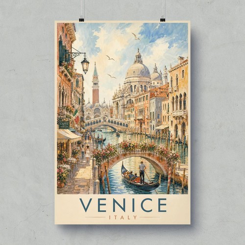 Venice travel poster - venice, poster,