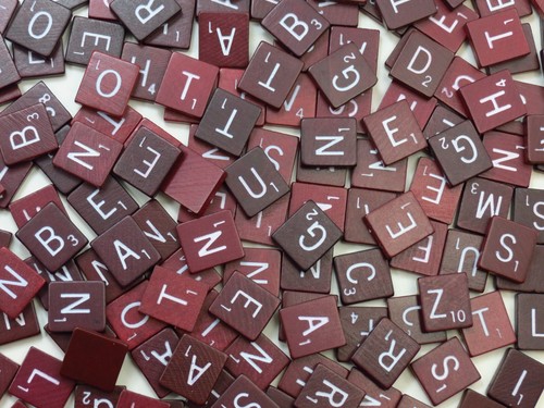 Wood scrabble tiles - wood,