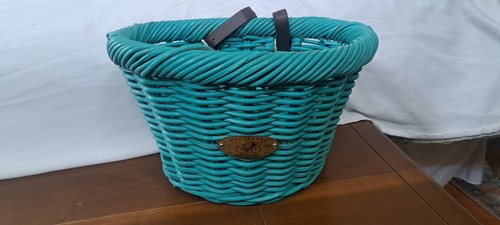 Vintage turquoise woven rattan - woven,