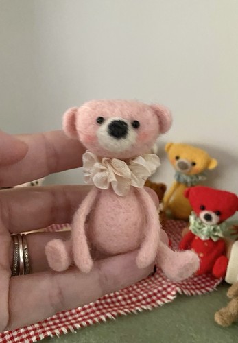 Miniature felted teddy - teddy, bear