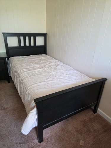 Ikea black wooden - black, bed