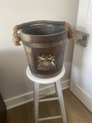 Victorian wooden fire bucket - wooden,