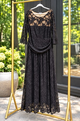 Kiyonna black lace maxi dress - black,