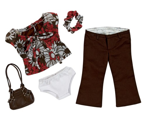 Brown floral blouse with pants - with,