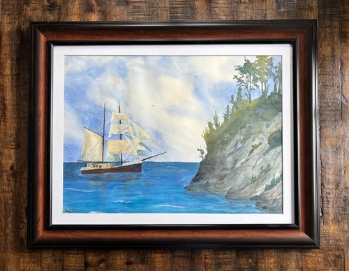 Tall ship original watercolor - original,