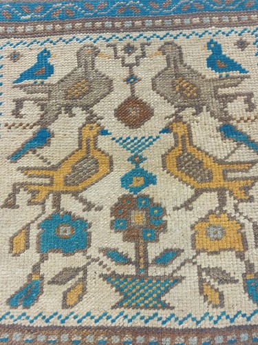 Antique birds faded rug - antique,