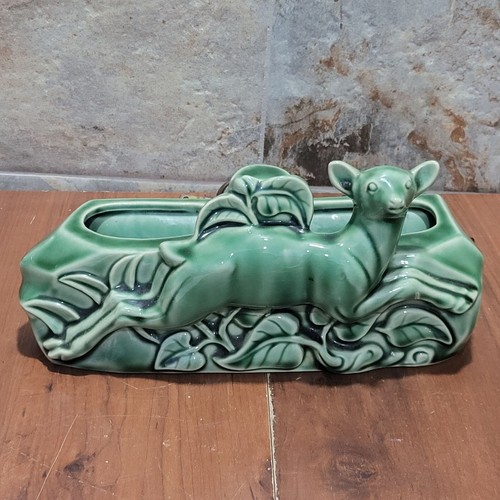 Vintage green deer pottery - deer, tv